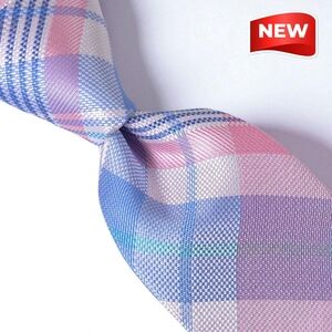 NWT ▪️ CLUB ROOM  Men's Tie, Plaid Pattern, Pink & Blue. REGULAR PRICE $55